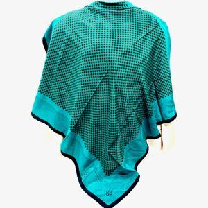 Vintage Givenchy Scarf 35 x35"  100% Silk Satin green black orange dott (46)